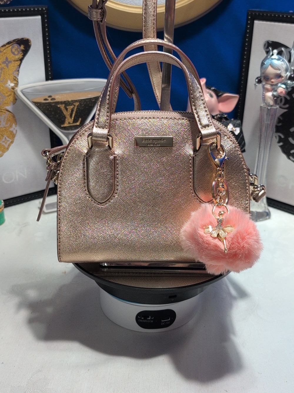 Kate Spade Laurel Way Micro Riley Rose Gold Leather Top Handle Bag With Xbody🔥